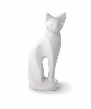 Tierurne Edition Skulptur Messing Katzenform Farbe: Weiß