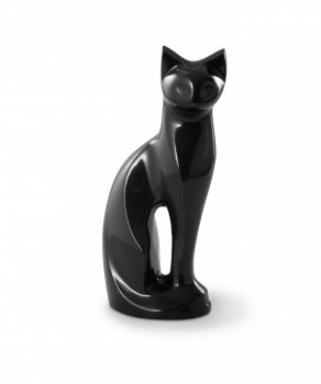 Tierurne Edition Skulptur Messing Katzenform Farbe: Schwarz