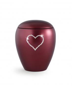 Pet Urn Crystal Red Wine with Crystal Heart