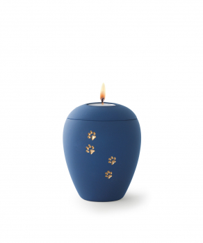 Pet Urn Siena Marine with Paw Relief and Tealight