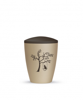 Edition Natura Pet Urn with Cat, Swing, and Tree motif