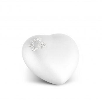 Ceramic Urn Heart with Crystal Paw Colour: White various sizes