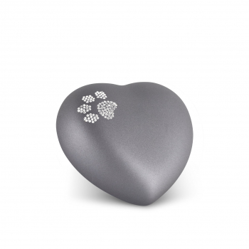Ceramic Urn Heart with Crystal Paw Colour: Fumé various sizes