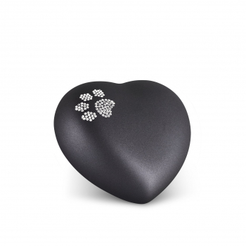 Ceramic Urn Heart with Crystal Paw Colour: Black various sizes