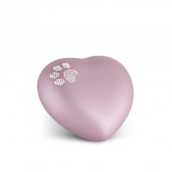 Ceramic Urn Heart with Crystal Paw Colour: Rosé various sizes