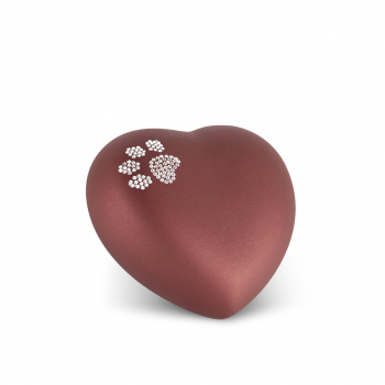 Ceramic Urn Heart with Crystal Paw Colour: Rubin various sizes