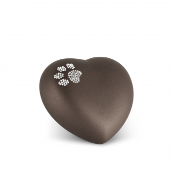 Ceramic Urn Heart with Crystal Paw Colour: Siena various sizes