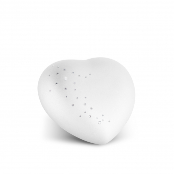 Ceramic Urn Heart with Crystal Startrail Colour: White various sizes