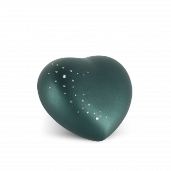 Ceramic Urn Heart with Crystal Startrail Colour: Petrol various sizes