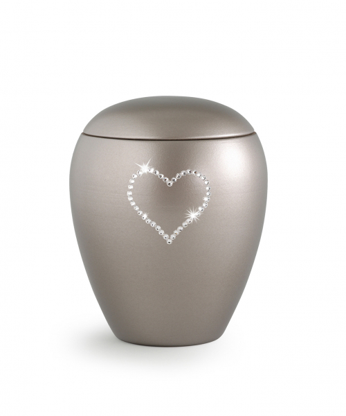 Pet Urn Crystal Fumé with Crystal Heart