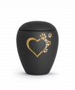 Pet Urn Verona Colour Black with heart-paws